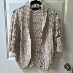 Verve Knit/Crocheted Open Front Short Sleeve Shrug